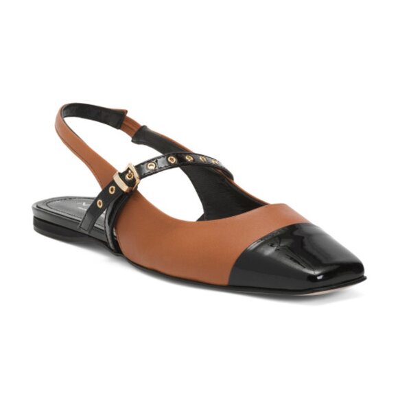 NAPOLEONI Made In Italy Leather Slingback Ballerina Shoes - Picture 1 of 3